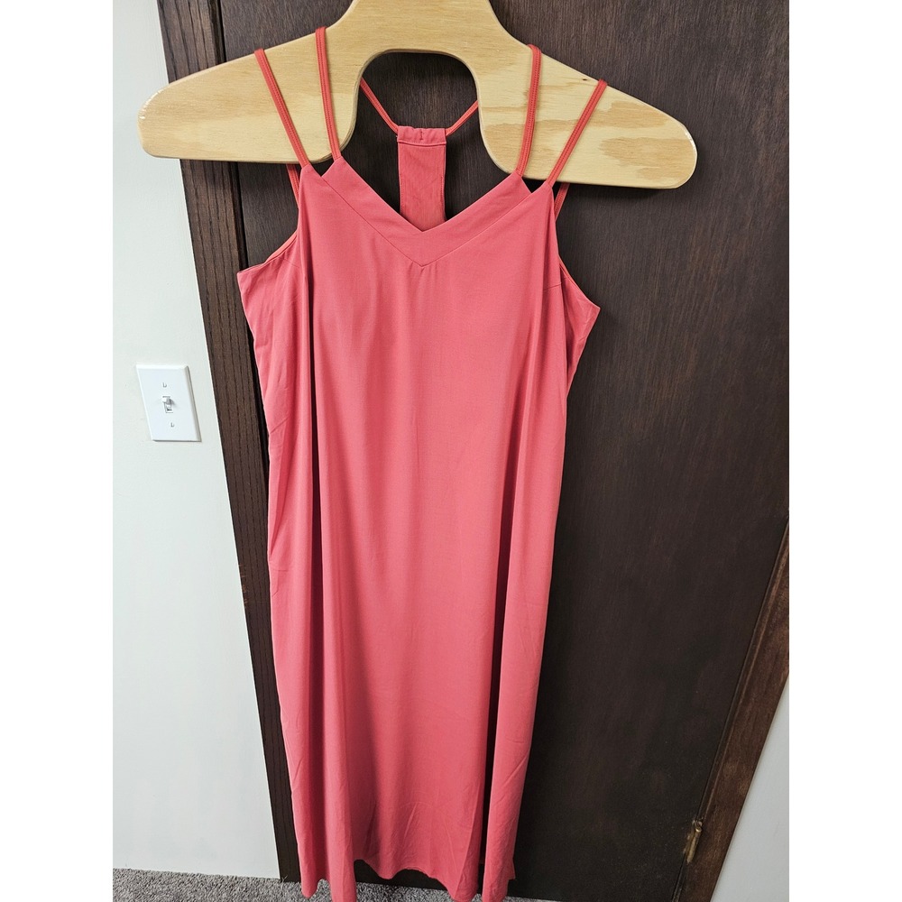 SheBird The Savannah Dress Sunset Coral Built-in Bra Bamboo Midi Dress Size 5